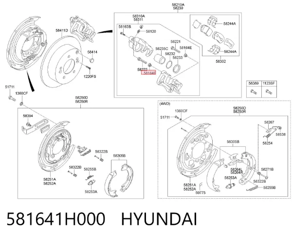 Bota de proteção de suporte guia do freio dianteiro 581641H000 Hyundai/Kia