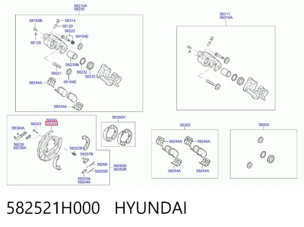 Proteção direita do freio de disco traseiro 582521H000 Hyundai/Kia
