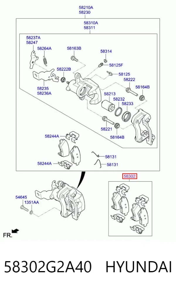 Sapatas do freio traseiras de disco 58302G2A40 Hyundai/Kia