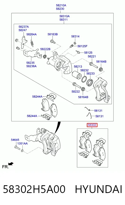 Sapatas do freio traseiras de disco 58302H5A00 Hyundai/Kia