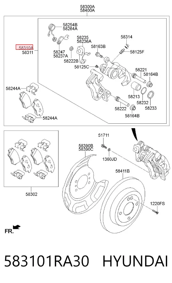 Suporte do freio traseiro esquerdo 583101RA30 Hyundai/Kia