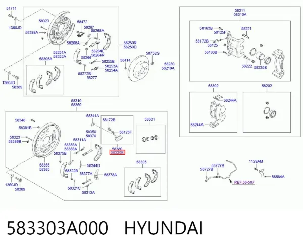 Cilindro traseiro do freio de rodas de trabalho 583303A000 Hyundai/Kia