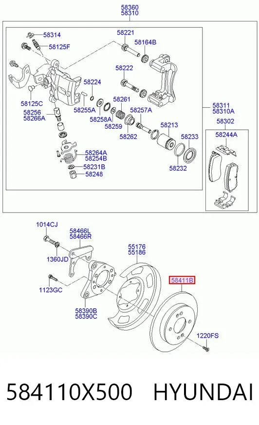 Disco do freio traseiro 584110X500 Hyundai/Kia