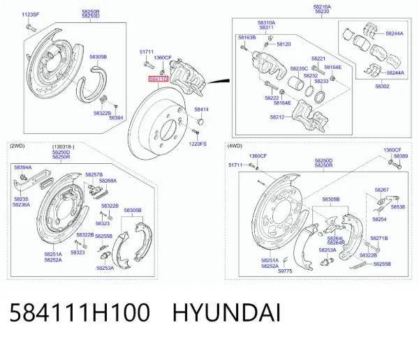 Disco do freio traseiro 584111H100 Hyundai/Kia