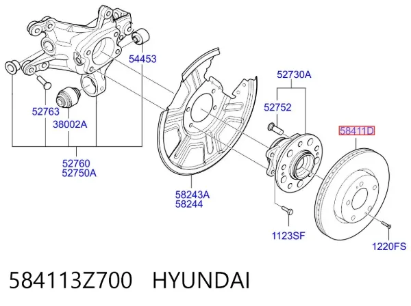 Disco do freio traseiro 584113Z700 Hyundai/Kia