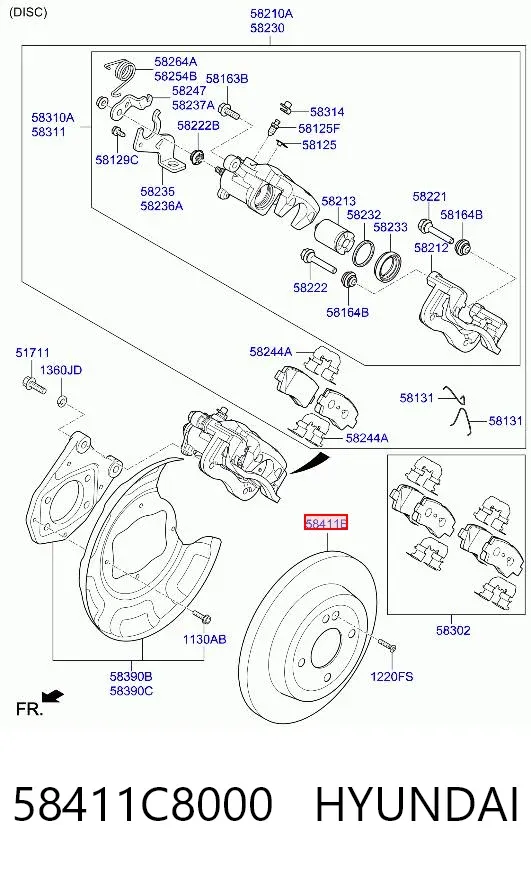 Disco do freio traseiro 58411C8000 Hyundai/Kia