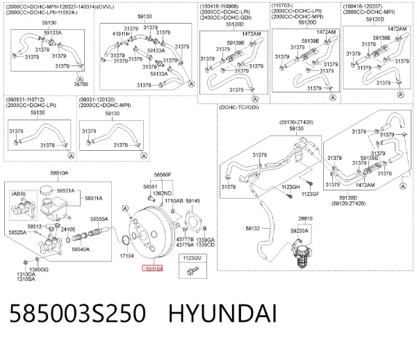 Reforçador dos freios a vácuo Hyundai Sonata VI