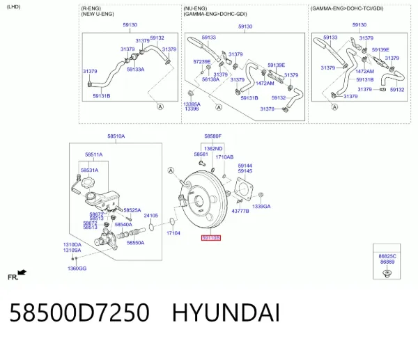 Reforçador dos freios a vácuo 58500D7250 Hyundai/Kia