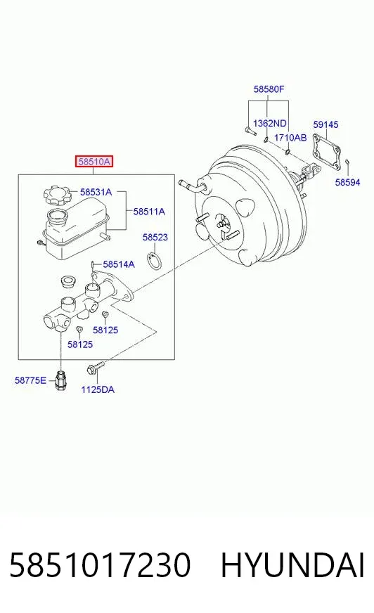 Cilindro mestre do freio 5851017230 Hyundai/Kia