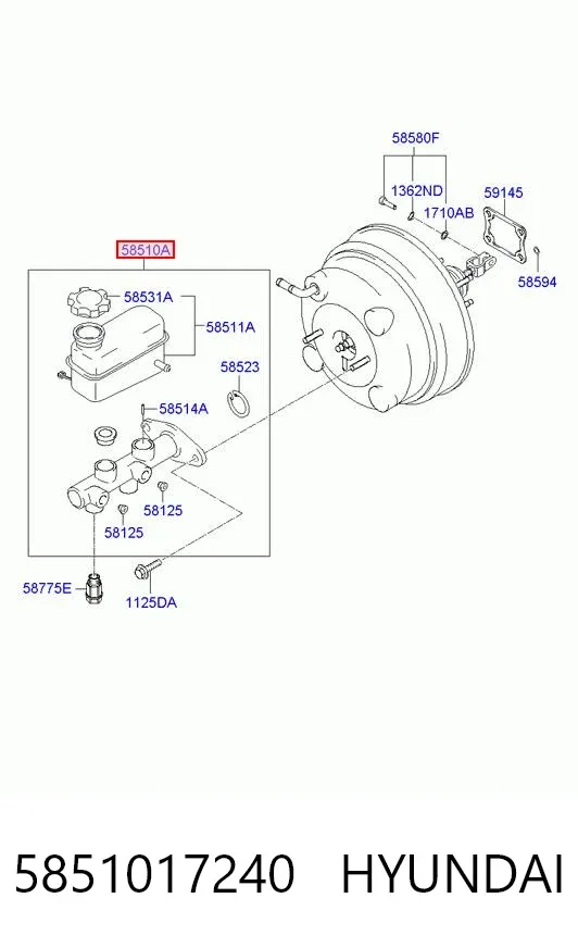 Cilindro mestre do freio 5851017240 Hyundai/Kia