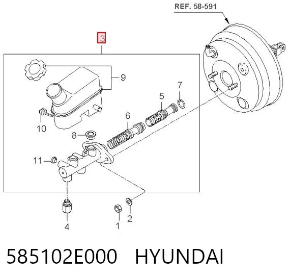 Cilindro mestre do freio 585102E000 Hyundai/Kia