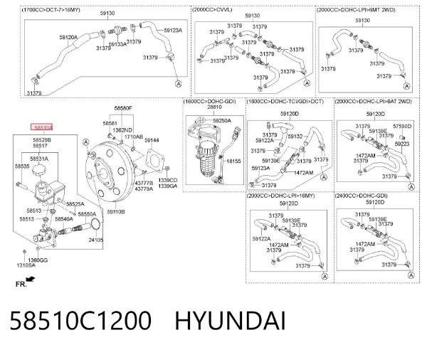 Cilindro mestre do freio Hyundai Sonata VII
