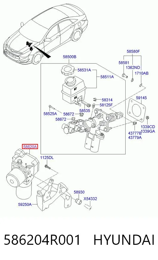 Unidade hidráulico de controlo ABS 586204R001 Hyundai/Kia