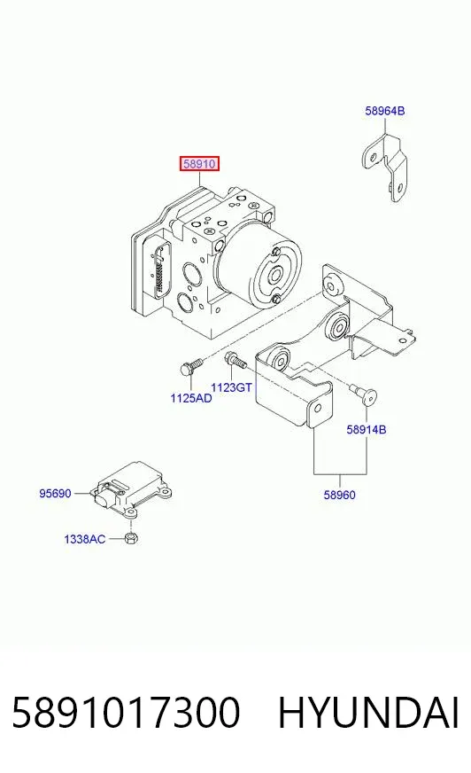 Unidade hidráulico de controlo ABS 5891017300 Hyundai/Kia