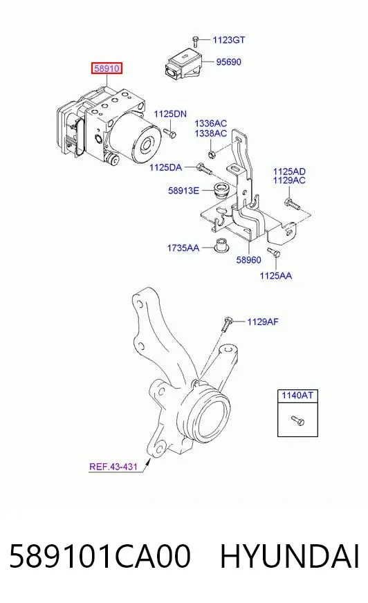 Unidade hidráulico de controlo ABS 589101CA00 Hyundai/Kia