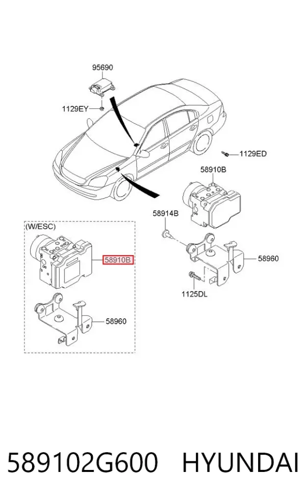 Unidade hidráulico de controlo ABS 589102G600 Hyundai/Kia