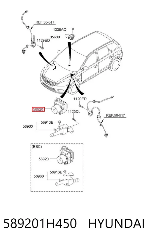 Unidade hidráulico de controlo ABS 589201H450 Hyundai/Kia