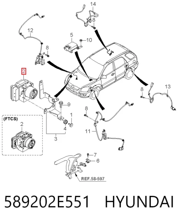 Unidade hidráulico de controlo ABS 589202E551 Hyundai/Kia