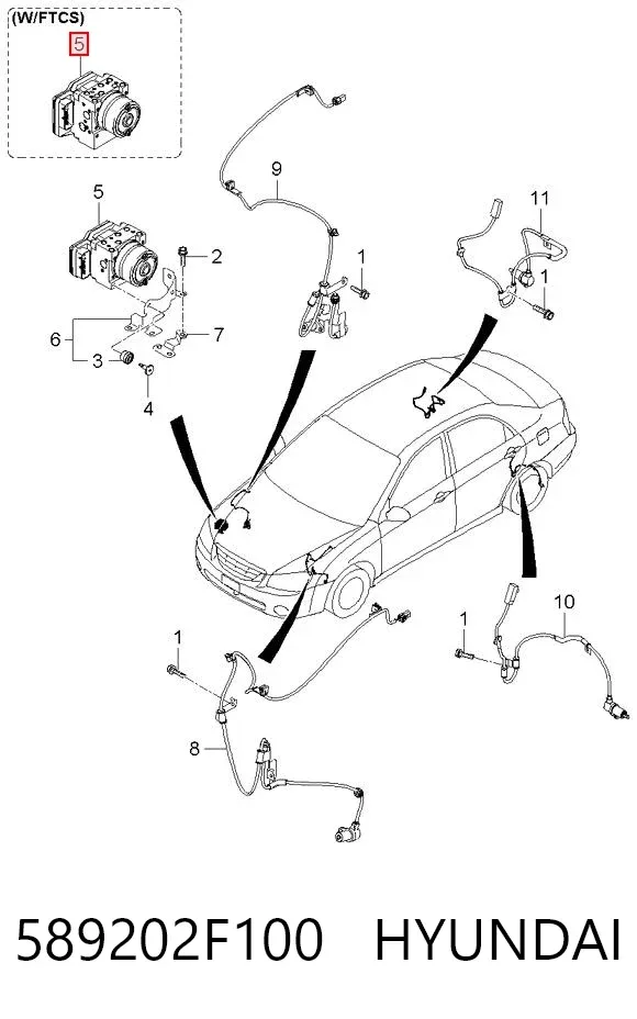 Unidade hidráulico de controlo ABS 589202F100 Hyundai/Kia