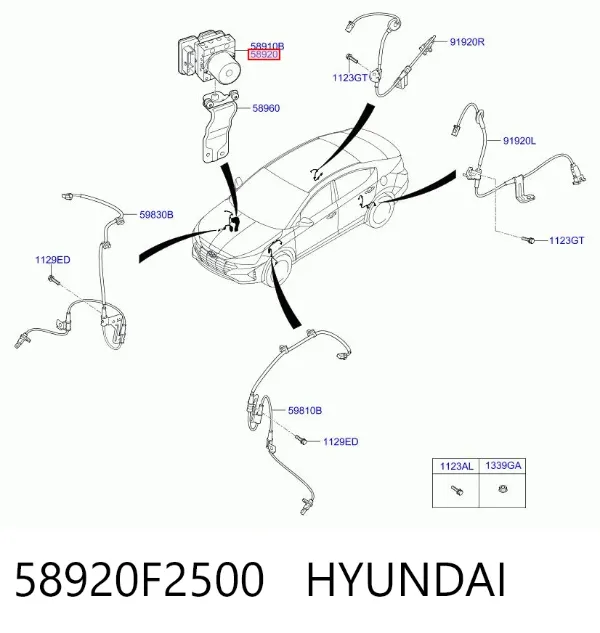 Unidade hidráulico de controlo ABS 58920F2500 Hyundai/Kia
