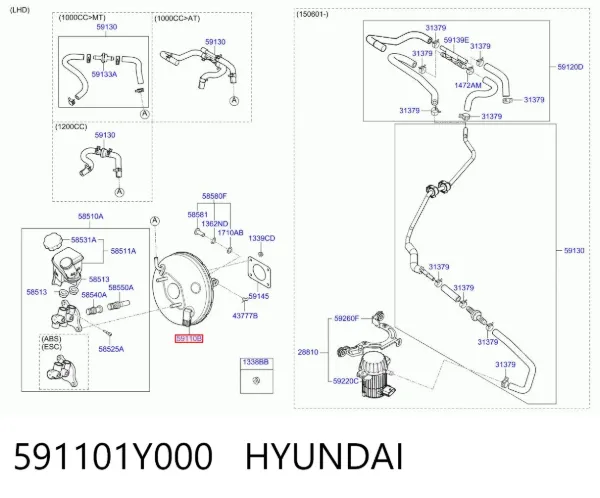 Reforçador dos freios a vácuo 591101Y000 Hyundai/Kia