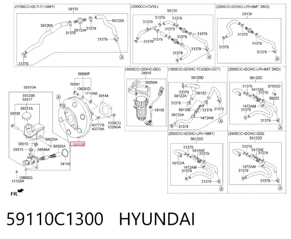 Reforçador dos freios a vácuo Hyundai Sonata VII