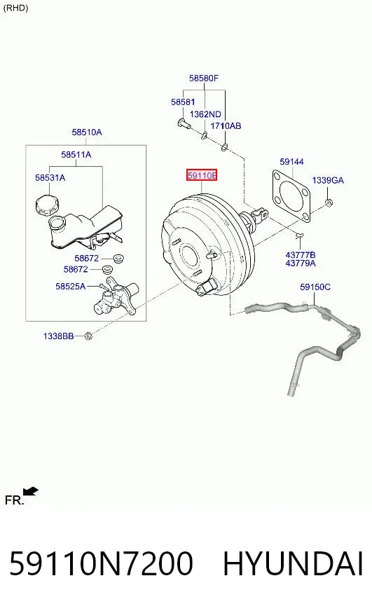 Reforçador dos freios a vácuo 59110N7200 Hyundai/Kia