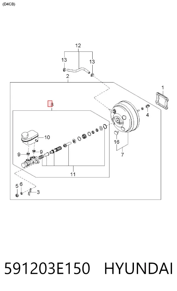 Cilindro mestre do freio 591203E150 Hyundai/Kia
