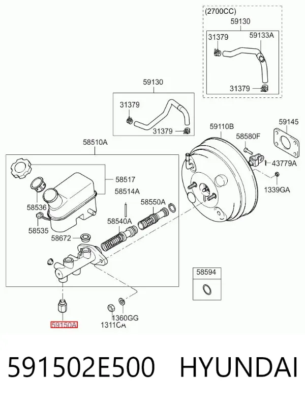 Sensor de pressão de fluido de freio 591502E500 Hyundai/Kia