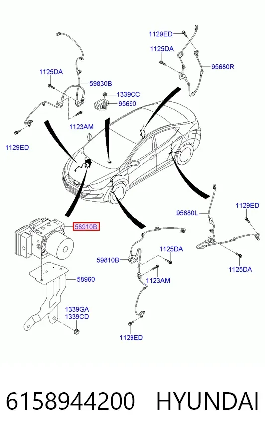 Unidade hidráulico de controlo ABS 6158944200 Hyundai/Kia