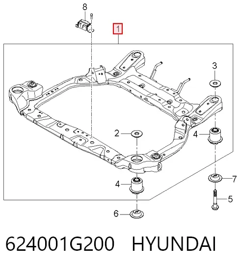 Viga de suspensão dianteira (plataforma veicular) 624001G200 Hyundai/Kia