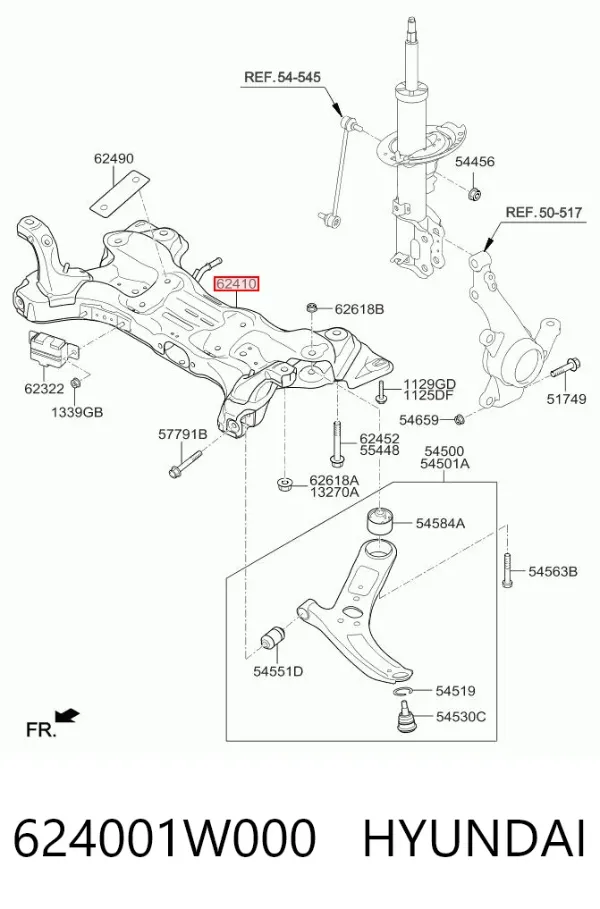 Viga de suspensão dianteira (plataforma veicular) 624001W000 Hyundai/Kia