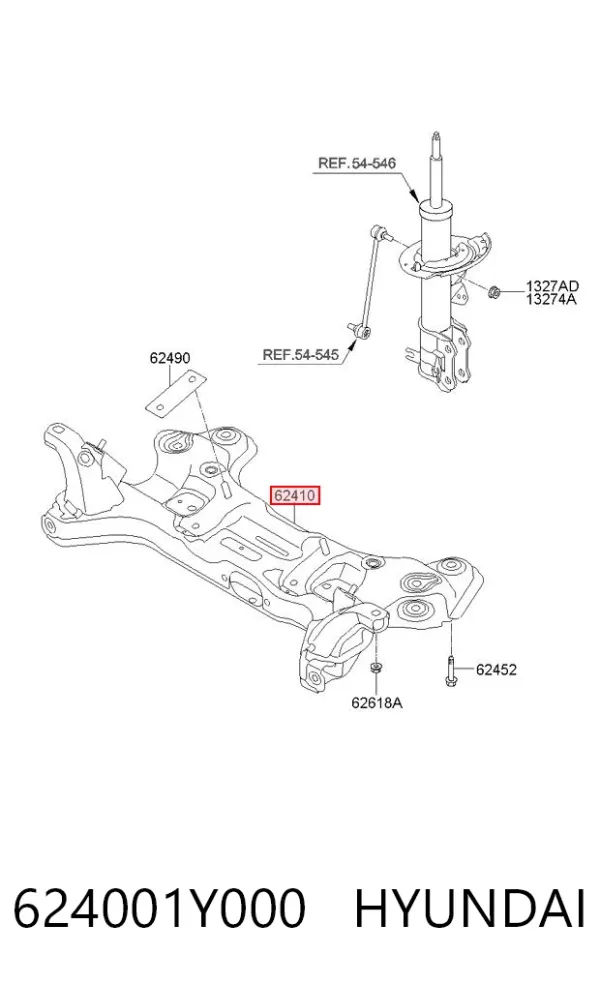 Viga de suspensão dianteira (plataforma veicular) 624001Y000 Hyundai/Kia