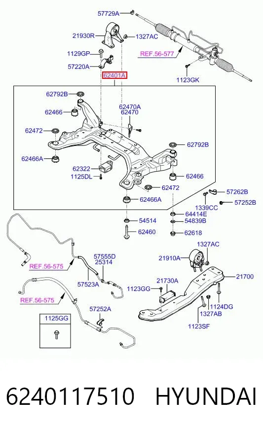 Viga de suspensão dianteira (plataforma veicular) 6240117510 Hyundai/Kia