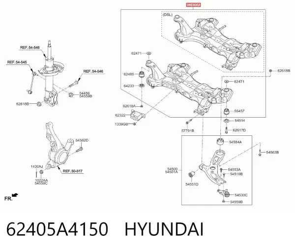 Viga de suspensão dianteira (plataforma veicular) KIA Carens III