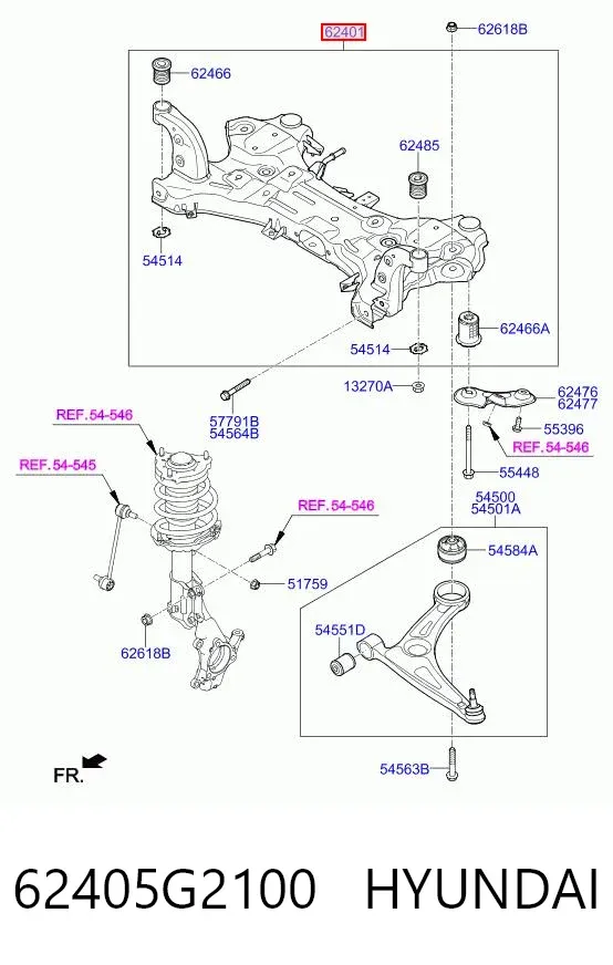 Viga de suspensão dianteira (plataforma veicular) 62405G2100 Hyundai/Kia