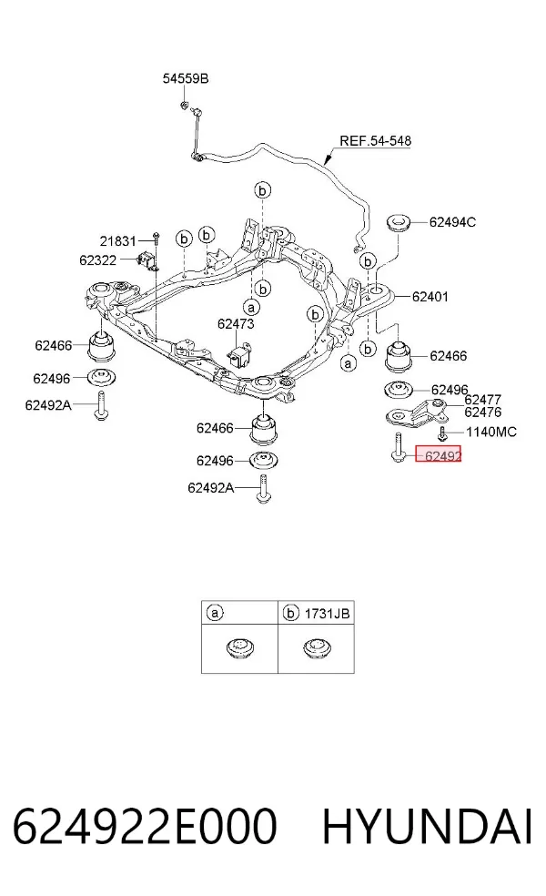 Parafuso de fixação de braço oscilante dianteiro, inferior 624922E000 Hyundai/Kia