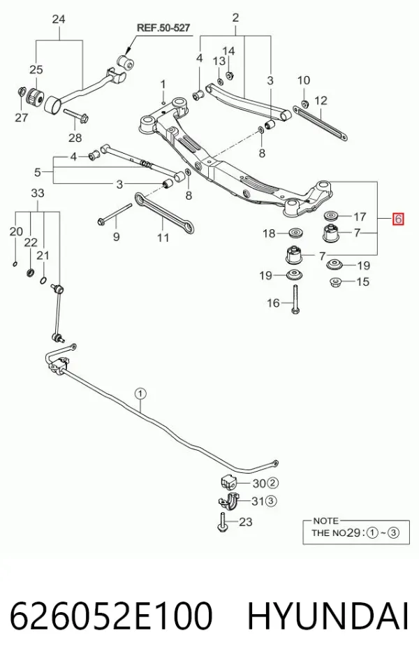 Viga de suspensão traseira (plataforma veicular) 626052E100 Hyundai/Kia