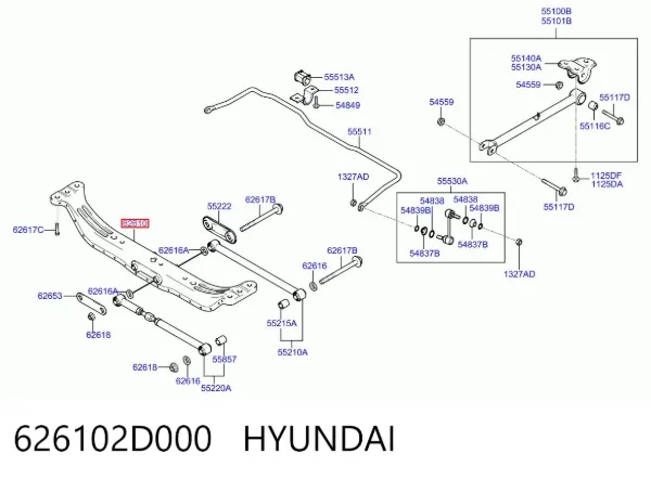 Viga de suspensão traseira (plataforma veicular) 626102D000 Hyundai/Kia