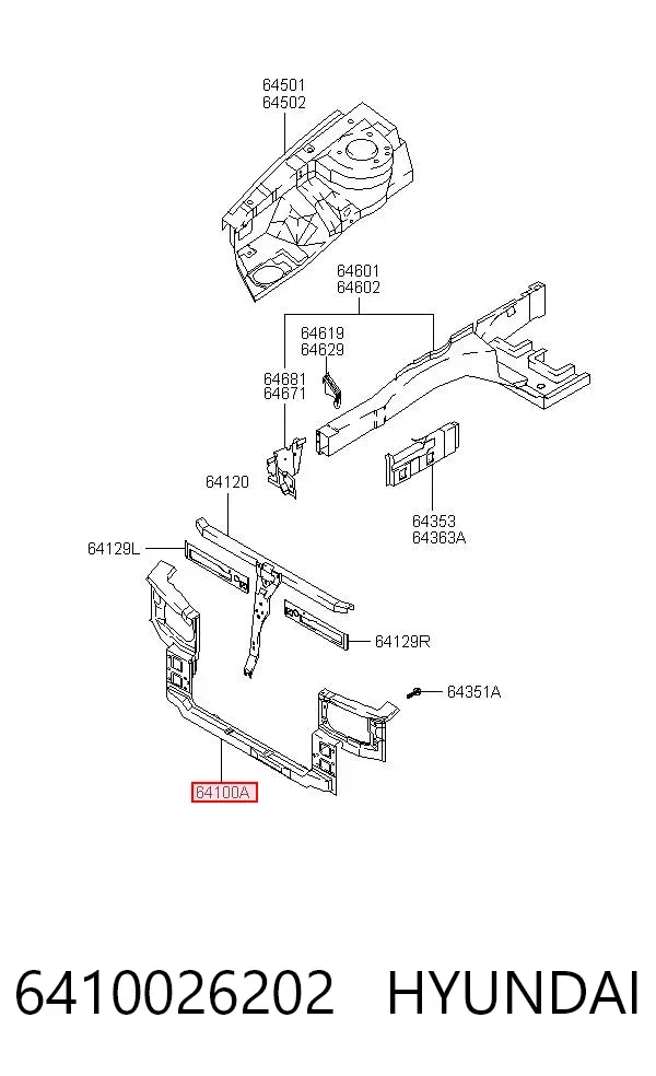 Suporte do radiador montado (painel de montagem de fixação das luzes) Hyundai Santa Fe I