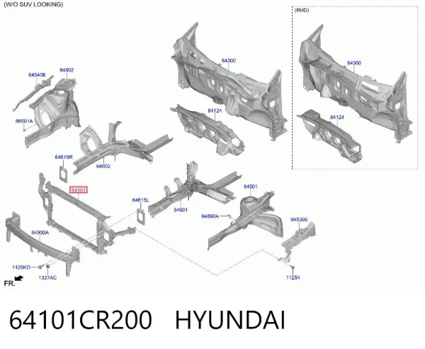Suporte do radiador montado (painel de montagem de fixação das luzes) 64101CR200 Hyundai/Kia