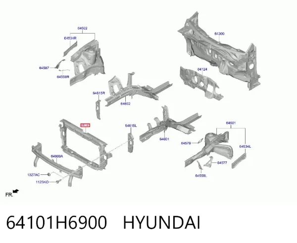 Suporte do radiador montado (painel de montagem de fixação das luzes) Hyundai Accent V