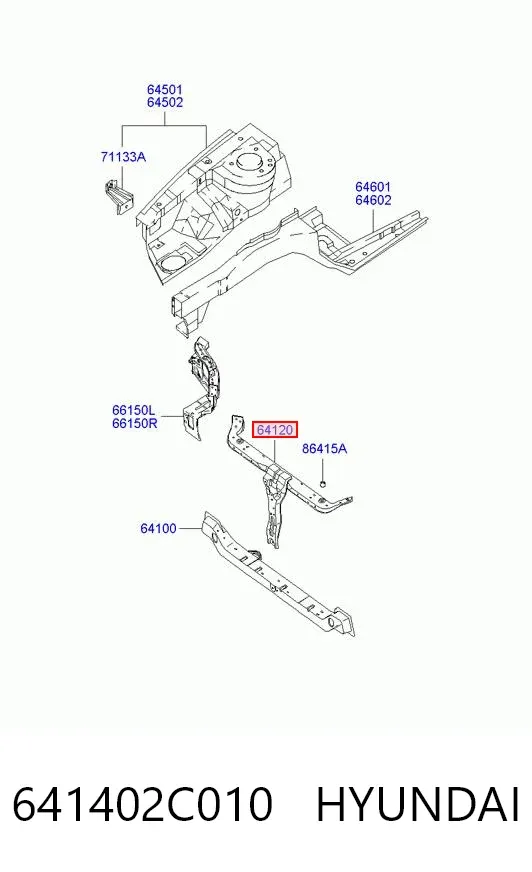 Suporte superior do radiador (painel de montagem de fixação das luzes) 641402C010 Hyundai/Kia