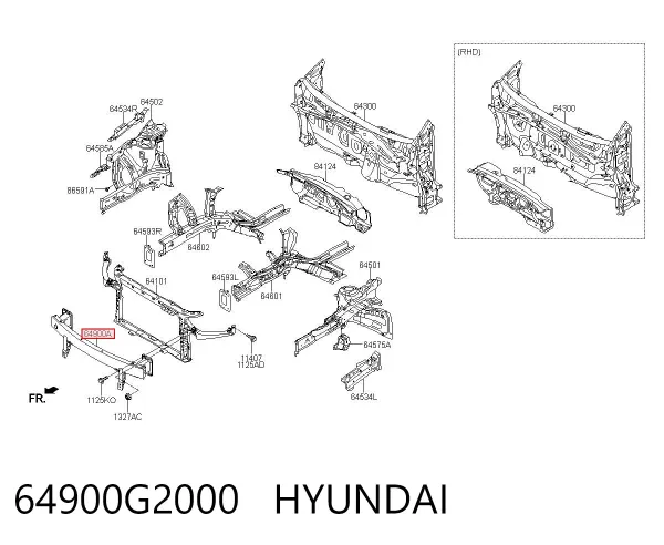 Reforçador do pára-choque dianteiro 64900G2000 Hyundai/Kia