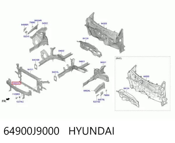 Reforçador do pára-choque dianteiro Hyundai KONA OS
