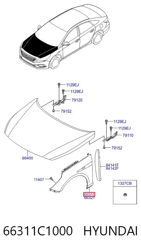 Pára-lama dianteiro esquerdo Hyundai Sonata VII