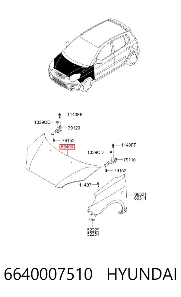 Capota 6640007510 Hyundai/Kia