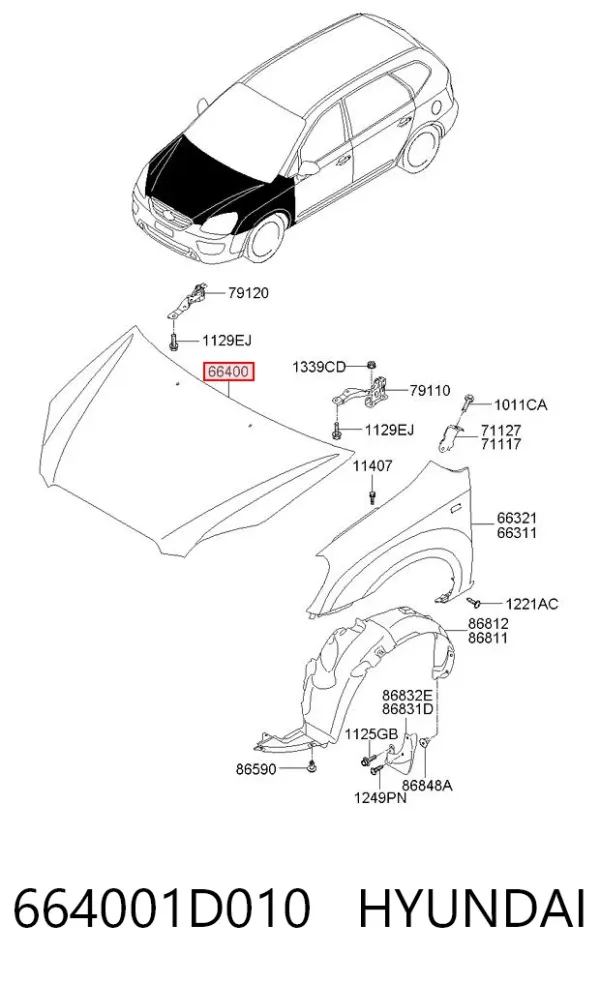Capota 664001D010 Hyundai/Kia