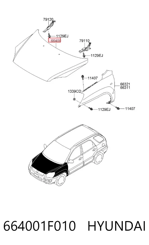 Capota 664001F010 Hyundai/Kia