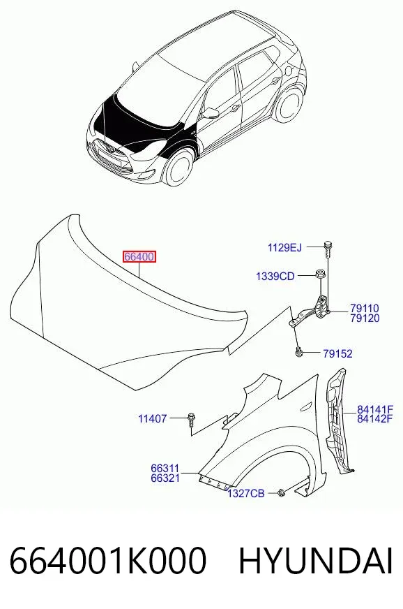 Capota 664001K000 Hyundai/Kia